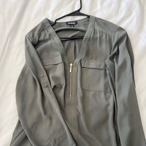 Gold Zip-Up Express Portofino Shirt Army Green